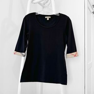 Burberry Brit Black 3/4 Sleeve Scoop Neck in Small